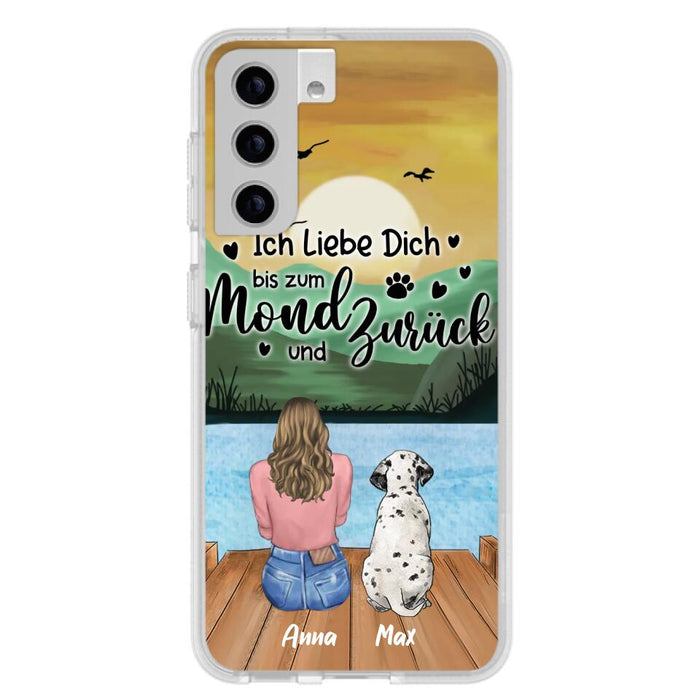 Custom Personalized Dog Mom Phone Case - Gifts For Dog Lover/ Mother's Day With Upto 5 Dogs - Ich Liebe Dich Bis Zum Mond Und Zurück - Case For iPhone And Samsung