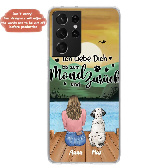 Custom Personalized Dog Mom Phone Case - Gifts For Dog Lover/ Mother's Day With Upto 5 Dogs - Ich Liebe Dich Bis Zum Mond Und Zurück - Case For iPhone And Samsung