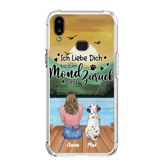 Custom Personalized Dog Mom Phone Case - Gifts For Dog Lover/ Mother's Day With Upto 5 Dogs - Ich Liebe Dich Bis Zum Mond Und Zurück - Case For iPhone And Samsung