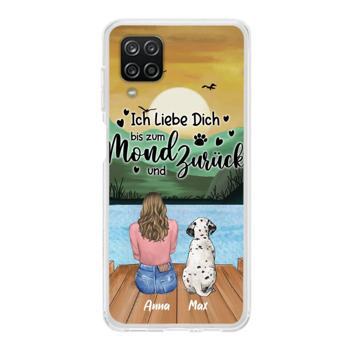 Custom Personalized Dog Mom Phone Case - Gifts For Dog Lover/ Mother's Day With Upto 5 Dogs - Ich Liebe Dich Bis Zum Mond Und Zurück - Case For iPhone And Samsung