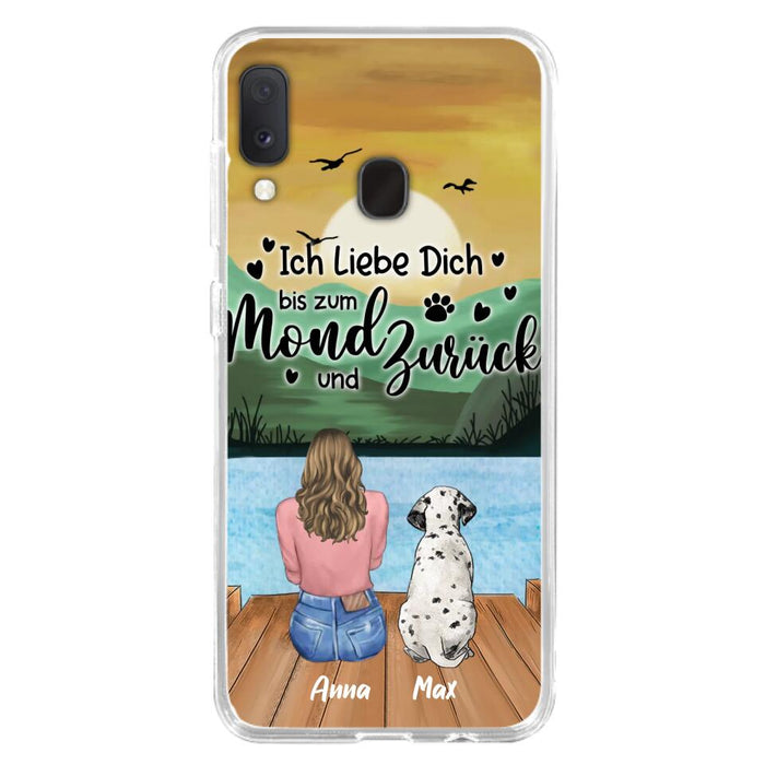 Custom Personalized Dog Mom Phone Case - Gifts For Dog Lover/ Mother's Day With Upto 5 Dogs - Ich Liebe Dich Bis Zum Mond Und Zurück - Case For iPhone And Samsung