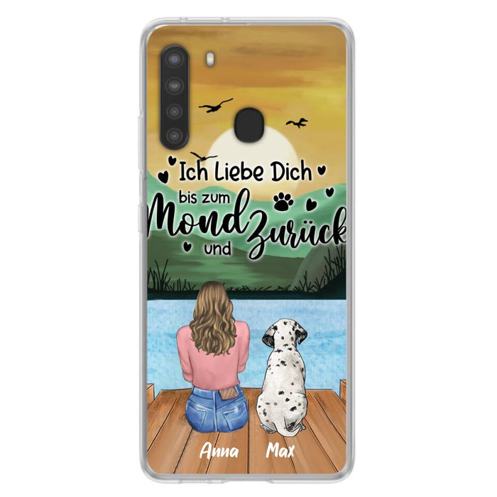 Custom Personalized Dog Mom Phone Case - Gifts For Dog Lover/ Mother's Day With Upto 5 Dogs - Ich Liebe Dich Bis Zum Mond Und Zurück - Case For iPhone And Samsung