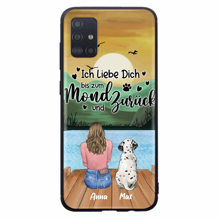 Custom Personalized Dog Mom Phone Case - Gifts For Dog Lover/ Mother's Day With Upto 5 Dogs - Ich Liebe Dich Bis Zum Mond Und Zurück - Case For iPhone And Samsung