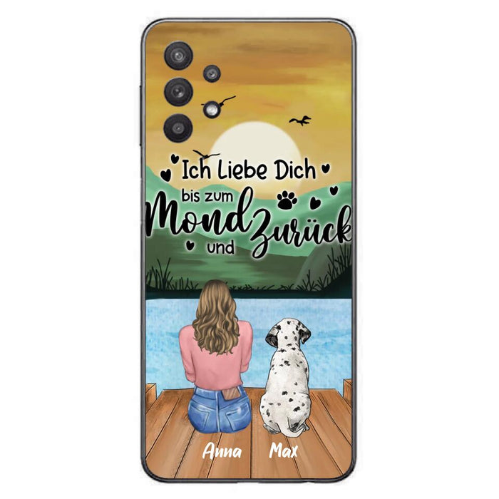 Custom Personalized Dog Mom Phone Case - Gifts For Dog Lover/ Mother's Day With Upto 5 Dogs - Ich Liebe Dich Bis Zum Mond Und Zurück - Case For iPhone And Samsung