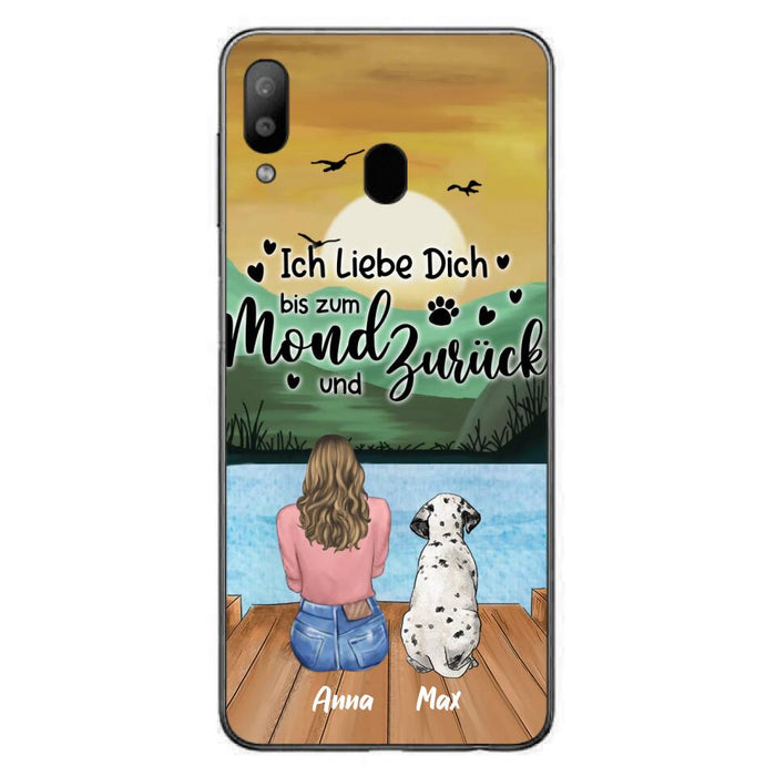 Custom Personalized Dog Mom Phone Case - Gifts For Dog Lover/ Mother's Day With Upto 5 Dogs - Ich Liebe Dich Bis Zum Mond Und Zurück - Case For iPhone And Samsung