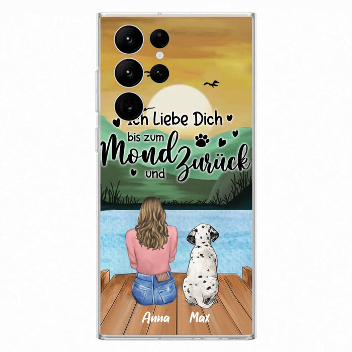 Custom Personalized Dog Mom Phone Case - Gifts For Dog Lover/ Mother's Day With Upto 5 Dogs - Ich Liebe Dich Bis Zum Mond Und Zurück - Case For iPhone And Samsung