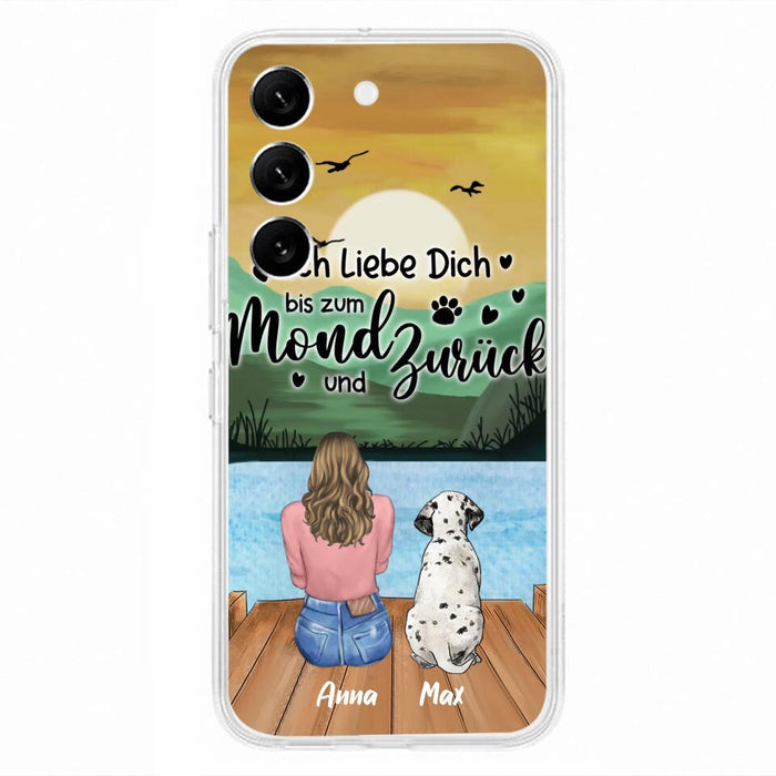 Custom Personalized Dog Mom Phone Case - Gifts For Dog Lover/ Mother's Day With Upto 5 Dogs - Ich Liebe Dich Bis Zum Mond Und Zurück - Case For iPhone And Samsung