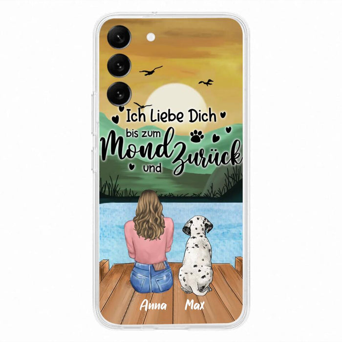 Custom Personalized Dog Mom Phone Case - Gifts For Dog Lover/ Mother's Day With Upto 5 Dogs - Ich Liebe Dich Bis Zum Mond Und Zurück - Case For iPhone And Samsung