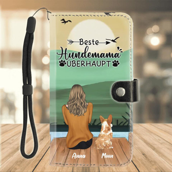 Custom Personalized Dog Mom Phone Wallets - Upto 5 Dogs - Mother's Day Gift Idea For Dog Lovers - German Version - Beste Hundemama Überhaupt
