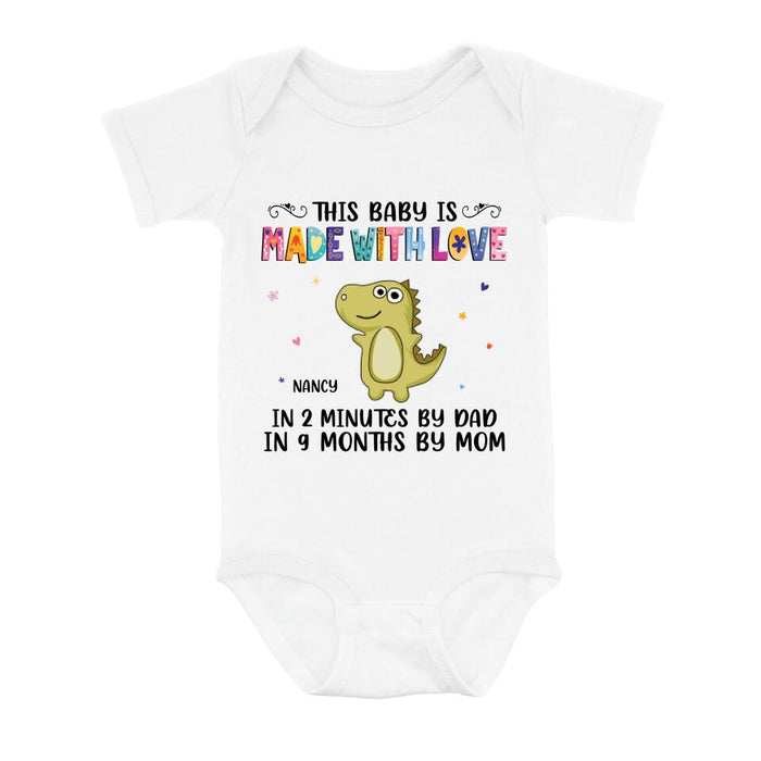 Personalized Love Baby Onesie - Gift Idea for Baby/Mother's Day/Father's Day - This Baby Is Made With Love