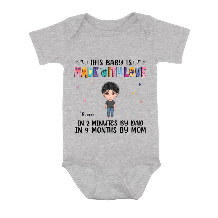 Personalized Love Baby Onesie - Gift Idea for Baby/Mother's Day/Father's Day - This Baby Is Made With Love
