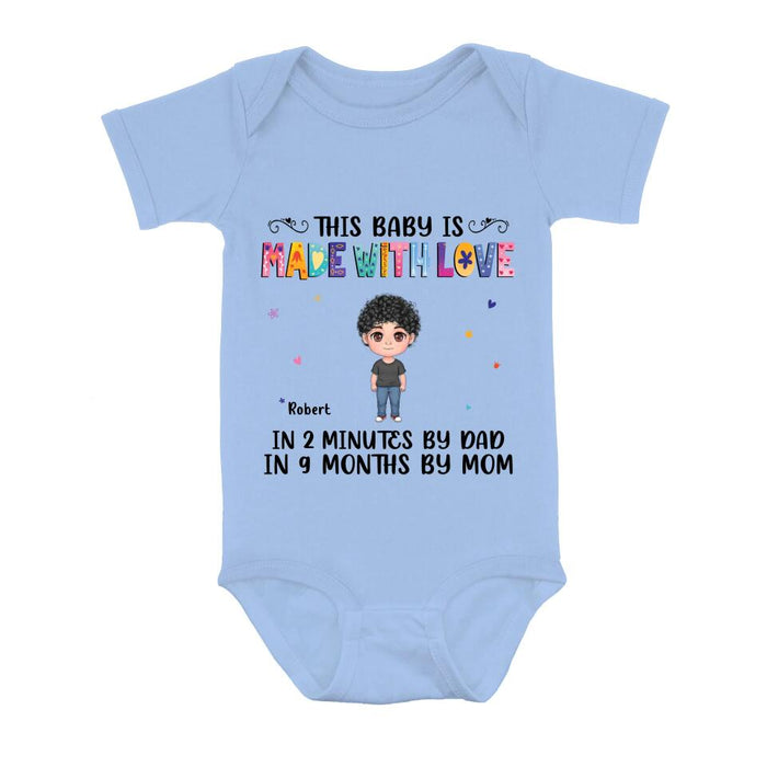 Personalized Love Baby Onesie - Gift Idea for Baby/Mother's Day/Father's Day - This Baby Is Made With Love