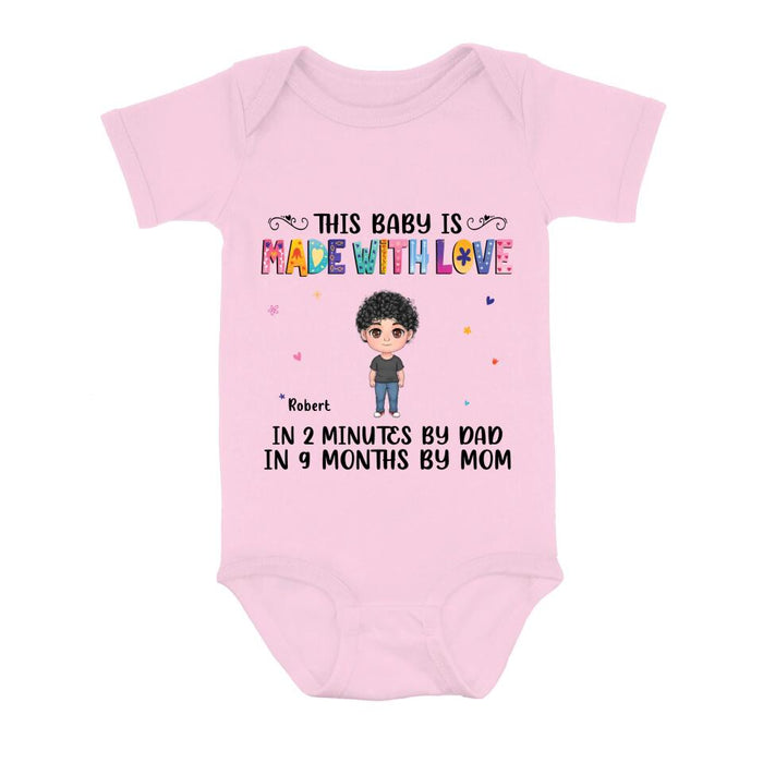 Personalized Love Baby Onesie - Gift Idea for Baby/Mother's Day/Father's Day - This Baby Is Made With Love