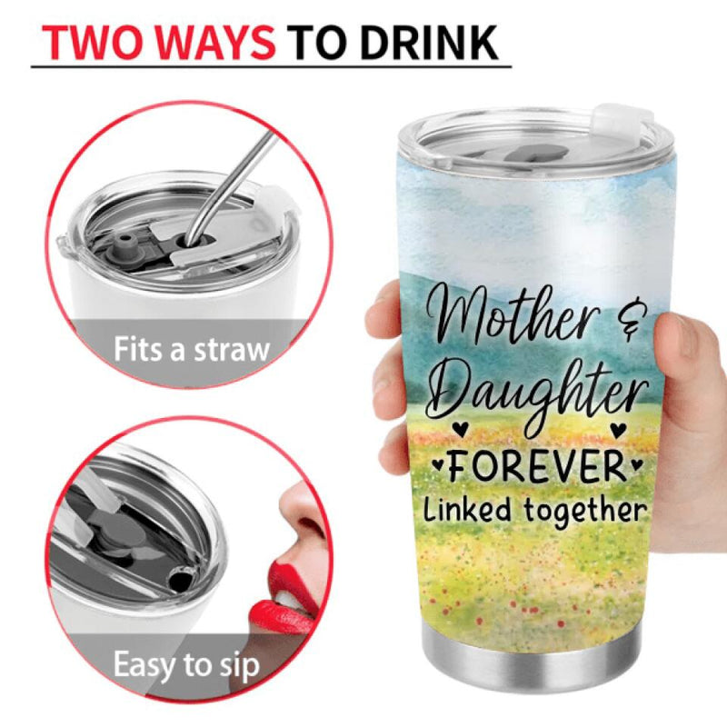 Personalized Mom & Daughter Tumbler - Mother's Day Gift Idea From Daughter - Mother & Daughter Forever Linked Together
