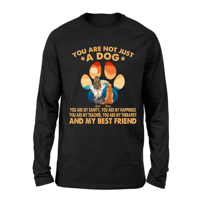 Custom Personalized Dog Mom Shirt/ Hoodie - Gift Idea For Dog Lover/ Mother's Day - Upto 4 Dogs - You Are Not Just A Dog