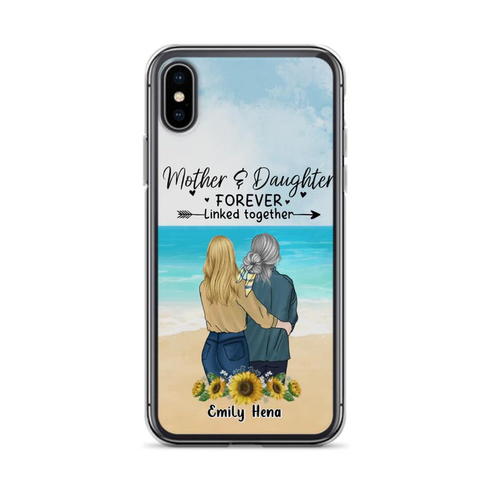 Custom Personalized Mom & Daughter Phone Case - Mother's Day Gift Idea From Daughter - Mother & Daughter Forever Linked Together - Cases For iPhone/Samsung