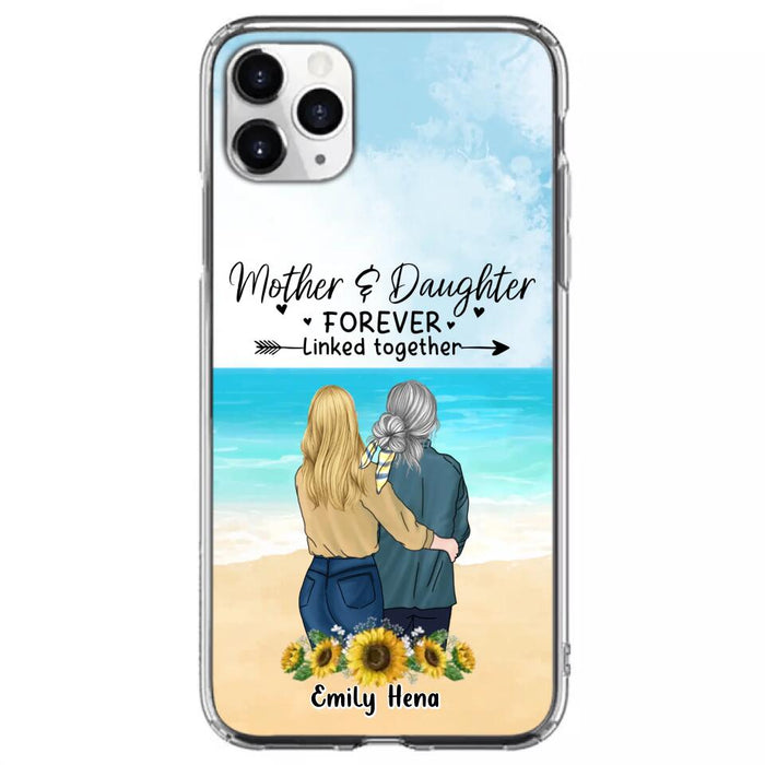 Custom Personalized Mom & Daughter Phone Case - Mother's Day Gift Idea From Daughter - Mother & Daughter Forever Linked Together - Cases For iPhone/Samsung