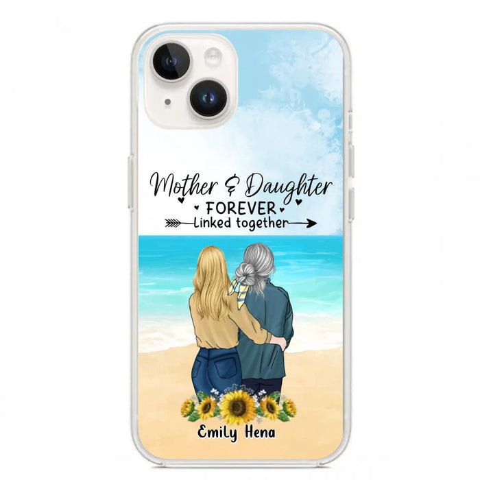 Custom Personalized Mom & Daughter Phone Case - Mother's Day Gift Idea From Daughter - Mother & Daughter Forever Linked Together - Cases For iPhone/Samsung