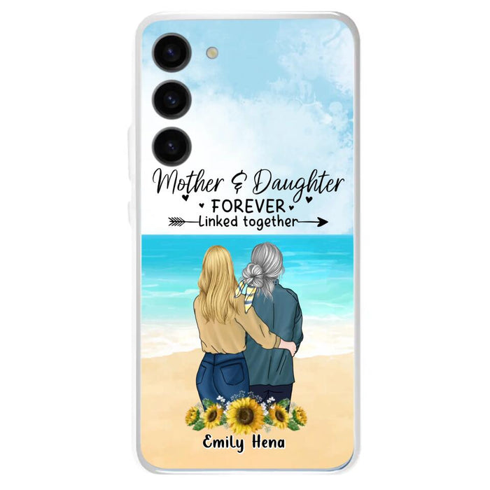 Custom Personalized Mom & Daughter Phone Case - Mother's Day Gift Idea From Daughter - Mother & Daughter Forever Linked Together - Cases For iPhone/Samsung