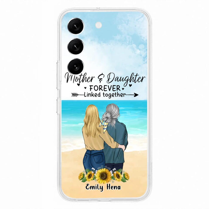 Custom Personalized Mom & Daughter Phone Case - Mother's Day Gift Idea From Daughter - Mother & Daughter Forever Linked Together - Cases For iPhone/Samsung