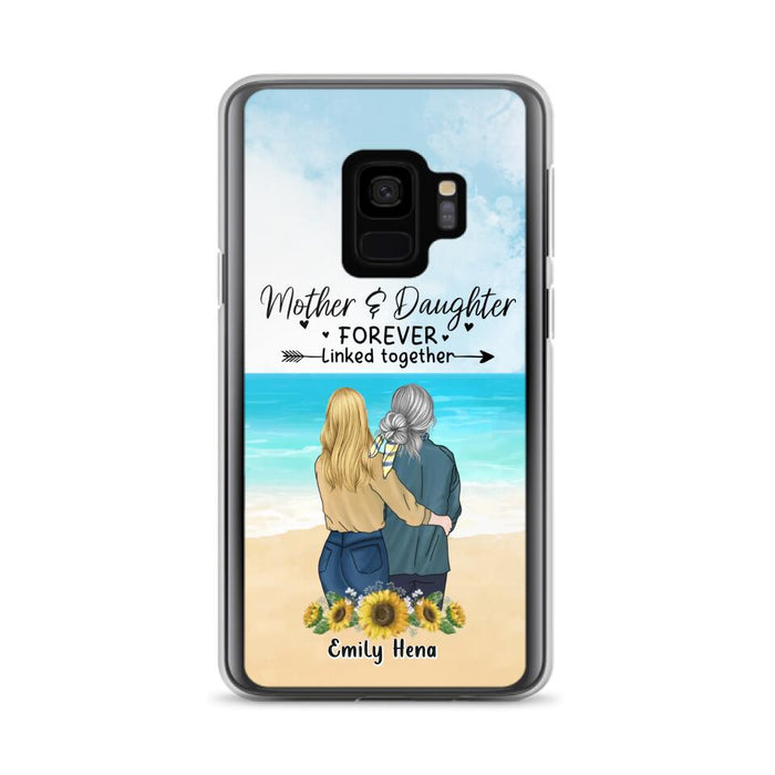 Custom Personalized Mom & Daughter Phone Case - Mother's Day Gift Idea From Daughter - Mother & Daughter Forever Linked Together - Cases For iPhone/Samsung