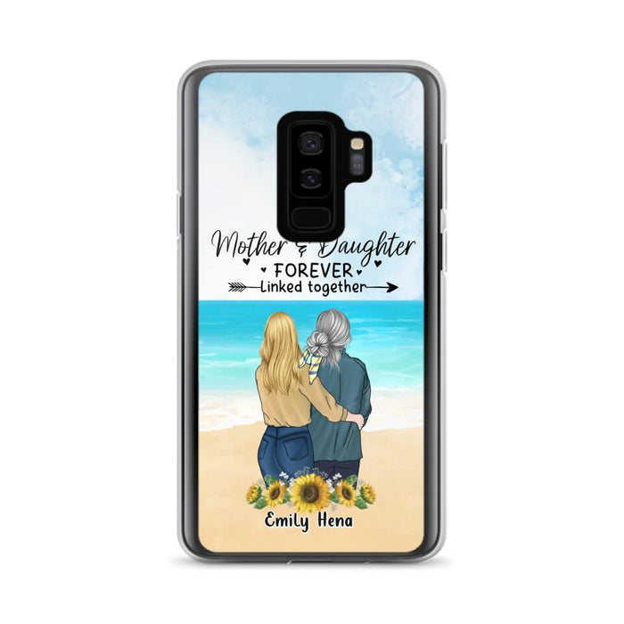 Custom Personalized Mom & Daughter Phone Case - Mother's Day Gift Idea From Daughter - Mother & Daughter Forever Linked Together - Cases For iPhone/Samsung