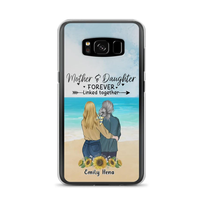 Custom Personalized Mom & Daughter Phone Case - Mother's Day Gift Idea From Daughter - Mother & Daughter Forever Linked Together - Cases For iPhone/Samsung