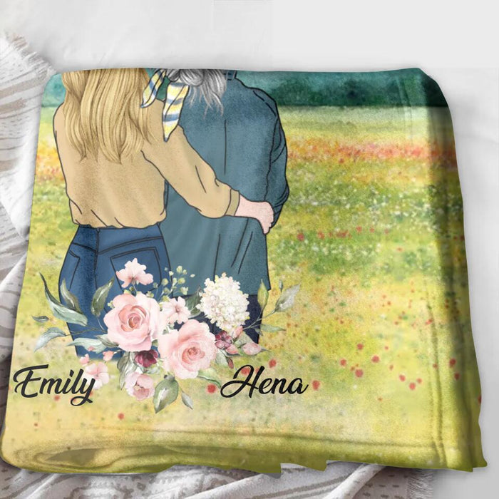 Custom Personalized Mom & Daughter Quilt/Single Layer Fleece Blanket - Best Gift Idea For Mother's Day - D'abord Ma Mere Pour Toujours Mon Ami