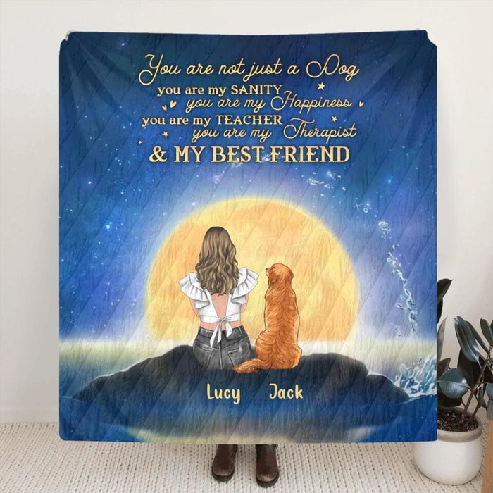 Custom Personalized Dog Mom Single Layer Fleece/ Quilt Blanket- Gift Idea For Dog Lover/ Mother's Day - Upto 4 Dogs - You Are Not Just A Dog