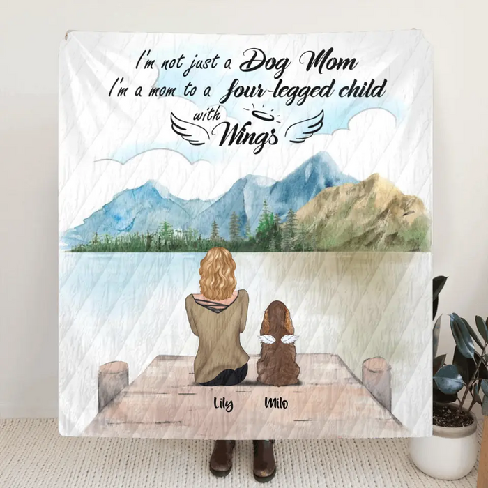 Custom Personalized Dog Mom Quilt/ Fleece Blanket - Upto 5 Dogs - Best Gift For Dog Lovers - I'm Not Just A Dog Mom - TBZX4U