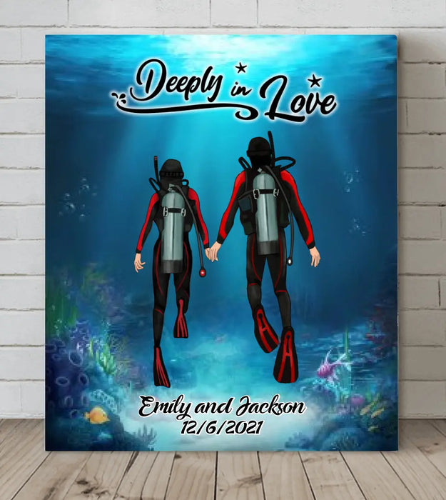 Custom Personalized Couple Diving Canvas - Best Gift For Couple/ Diving Lover - Deeply In Love