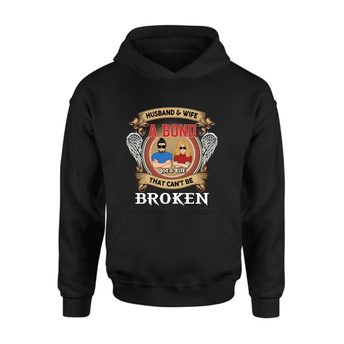 Custom Personalized Couple Shirt/Long sleeve/Sweatshirt/Hoodie - Gift Idea For Couple/Mother's Day/Father's Day - Husband And Wife A Bond That Can't Be Broken