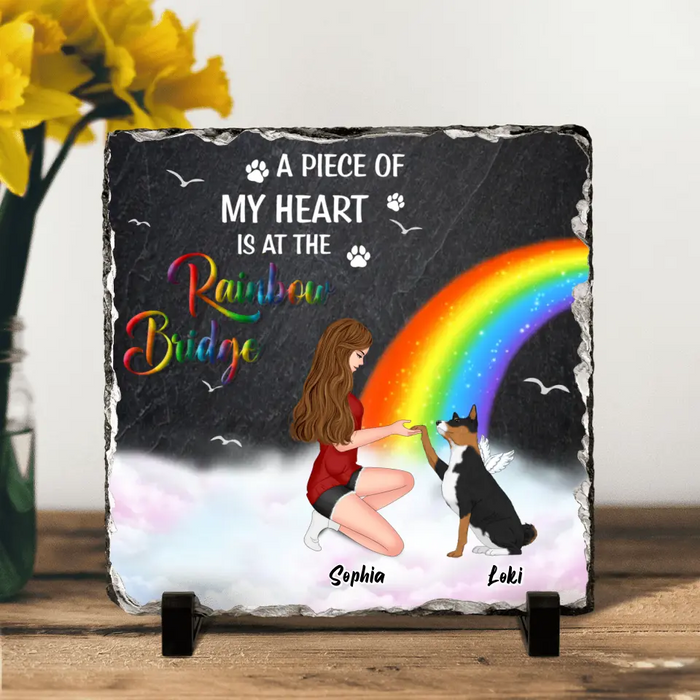 Custom Personalized Dog Mom Lithograph - Memorial Gift Idea for Dog Owners/Mother's Day - A Piece Of My Heart Is At The Rainbow Bridge