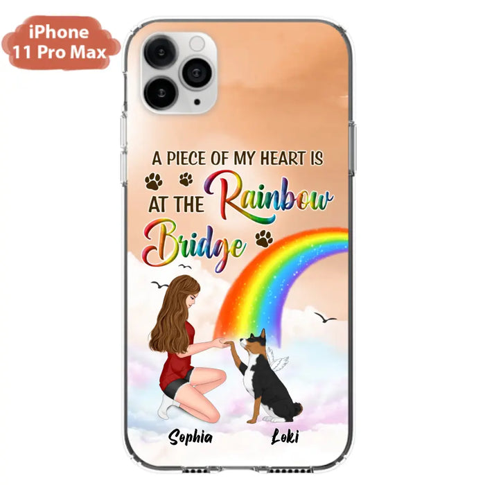 Custom Personalized Dog Mom Phone Case - Memorial Gift Idea for Dog Owners/Mother's Day - A Piece Of My Heart Is At The Rainbow Bridge - Case for iPhone/Samsung