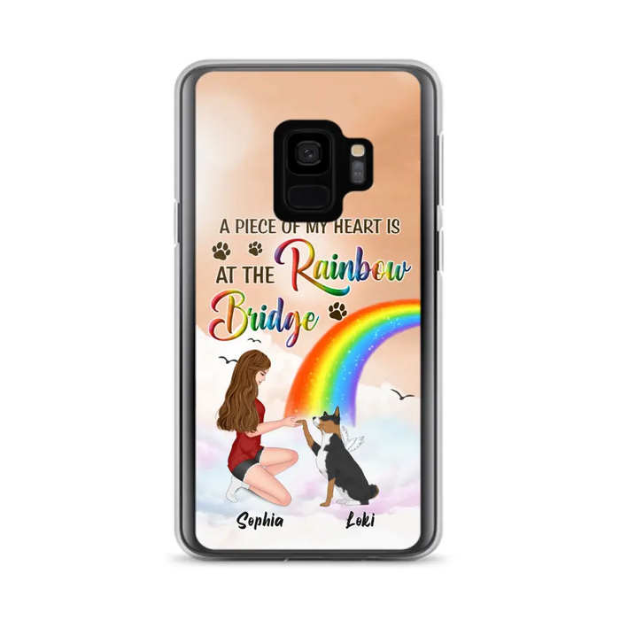 Custom Personalized Dog Mom Phone Case - Memorial Gift Idea for Dog Owners/Mother's Day - A Piece Of My Heart Is At The Rainbow Bridge - Case for iPhone/Samsung