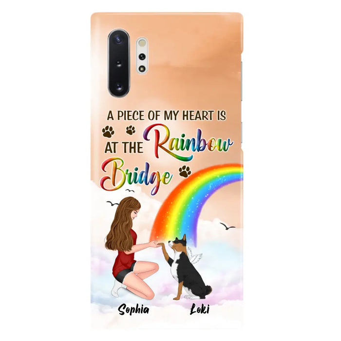 Custom Personalized Dog Mom Phone Case - Memorial Gift Idea for Dog Owners/Mother's Day - A Piece Of My Heart Is At The Rainbow Bridge - Case for iPhone/Samsung