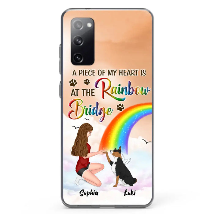 Custom Personalized Dog Mom Phone Case - Memorial Gift Idea for Dog Owners/Mother's Day - A Piece Of My Heart Is At The Rainbow Bridge - Case for iPhone/Samsung