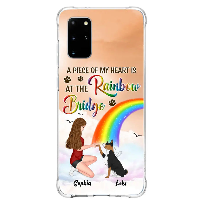 Custom Personalized Dog Mom Phone Case - Memorial Gift Idea for Dog Owners/Mother's Day - A Piece Of My Heart Is At The Rainbow Bridge - Case for iPhone/Samsung