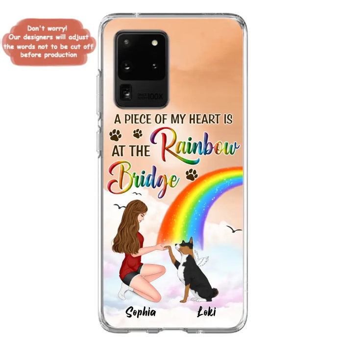 Custom Personalized Dog Mom Phone Case - Memorial Gift Idea for Dog Owners/Mother's Day - A Piece Of My Heart Is At The Rainbow Bridge - Case for iPhone/Samsung