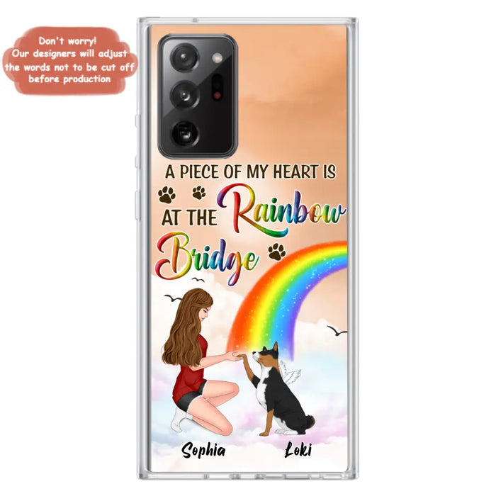 Custom Personalized Dog Mom Phone Case - Memorial Gift Idea for Dog Owners/Mother's Day - A Piece Of My Heart Is At The Rainbow Bridge - Case for iPhone/Samsung