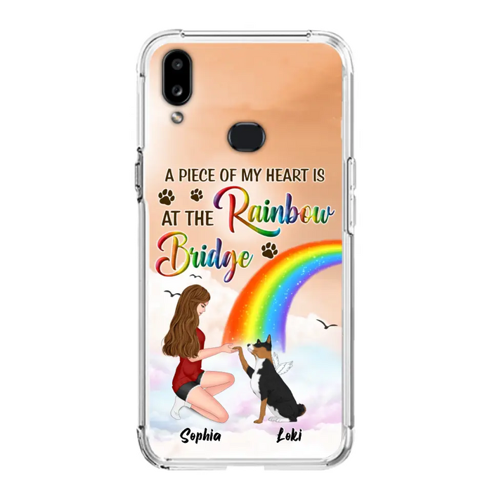 Custom Personalized Dog Mom Phone Case - Memorial Gift Idea for Dog Owners/Mother's Day - A Piece Of My Heart Is At The Rainbow Bridge - Case for iPhone/Samsung