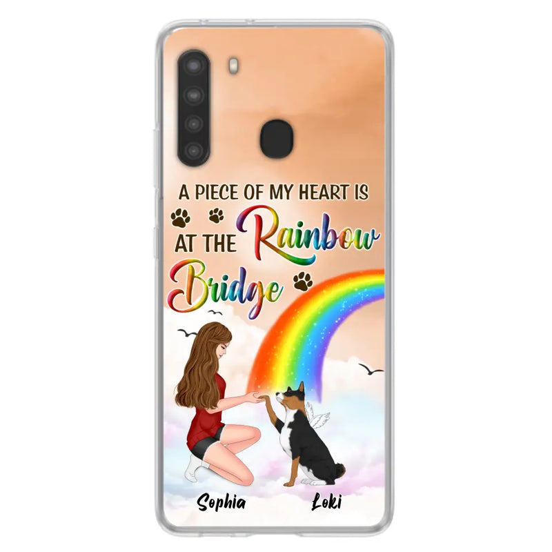 Custom Personalized Dog Mom Phone Case - Memorial Gift Idea for Dog Owners/Mother's Day - A Piece Of My Heart Is At The Rainbow Bridge - Case for iPhone/Samsung