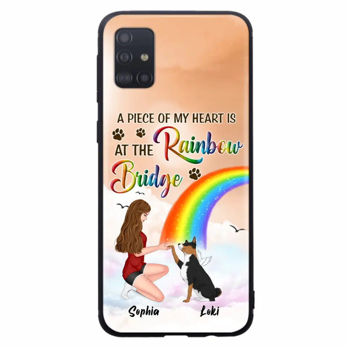 Custom Personalized Dog Mom Phone Case - Memorial Gift Idea for Dog Owners/Mother's Day - A Piece Of My Heart Is At The Rainbow Bridge - Case for iPhone/Samsung