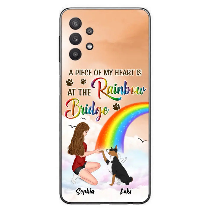 Custom Personalized Dog Mom Phone Case - Memorial Gift Idea for Dog Owners/Mother's Day - A Piece Of My Heart Is At The Rainbow Bridge - Case for iPhone/Samsung