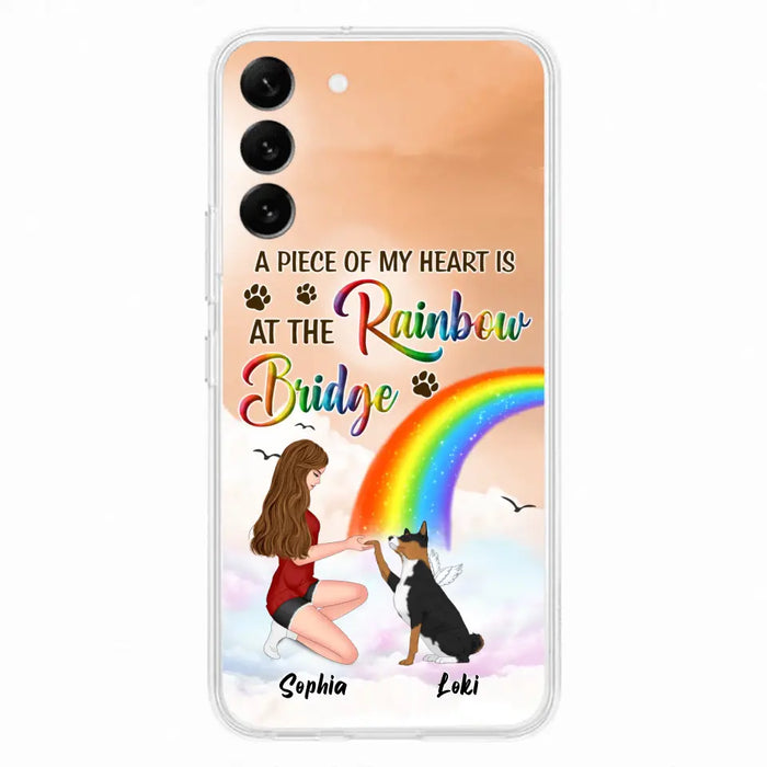 Custom Personalized Dog Mom Phone Case - Memorial Gift Idea for Dog Owners/Mother's Day - A Piece Of My Heart Is At The Rainbow Bridge - Case for iPhone/Samsung