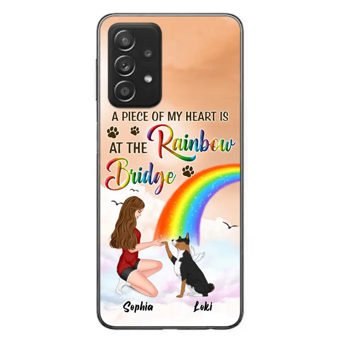 Custom Personalized Dog Mom Phone Case - Memorial Gift Idea for Dog Owners/Mother's Day - A Piece Of My Heart Is At The Rainbow Bridge - Case for iPhone/Samsung