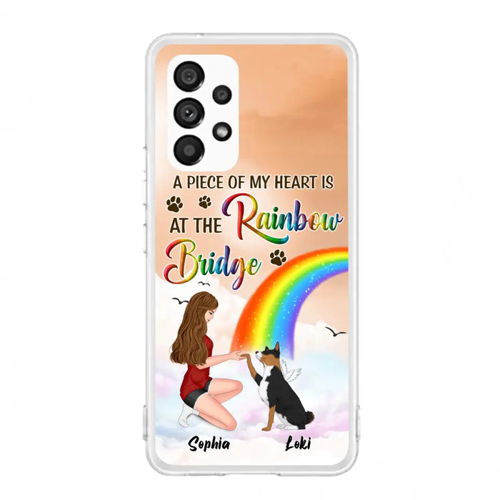 Custom Personalized Dog Mom Phone Case - Memorial Gift Idea for Dog Owners/Mother's Day - A Piece Of My Heart Is At The Rainbow Bridge - Case for iPhone/Samsung