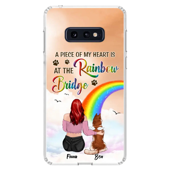 Custom Personalized Memorial Phone Case - Memorial Gift Idea for Dog/Cat Owners/Mother's Day - A Piece Of My Heart Is At The Rainbow Bridge - Case for iPhone/Samsung