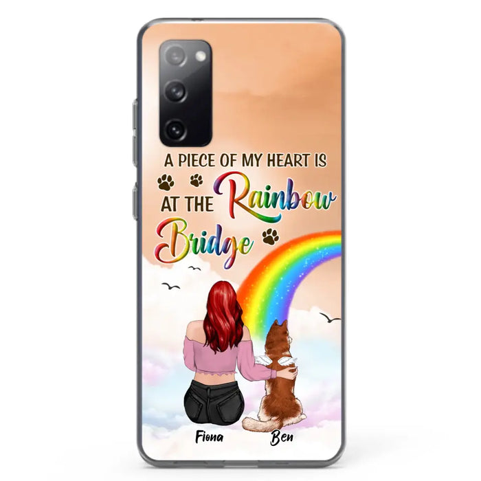 Custom Personalized Memorial Phone Case - Memorial Gift Idea for Dog/Cat Owners/Mother's Day - A Piece Of My Heart Is At The Rainbow Bridge - Case for iPhone/Samsung