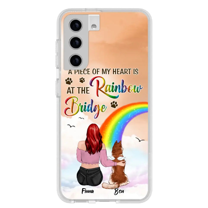 Custom Personalized Memorial Phone Case - Memorial Gift Idea for Dog/Cat Owners/Mother's Day - A Piece Of My Heart Is At The Rainbow Bridge - Case for iPhone/Samsung